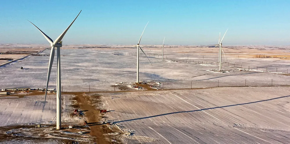 Siemens Gamesa 2.3MW turbines at Algonquin's Morse wind farm in Alberta, Canada