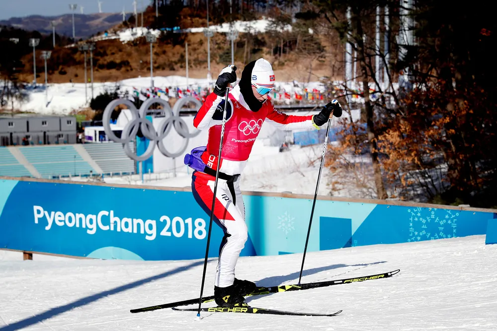 Marit Bjørgen under trening på langrennsstadion i Alpensia onsdag, der langrennsøvelsene arrangeres under OL i Pyeongchang. Landslagssjefen karakteriserer løypenettet som «ikke direkte krevende». Imidlertid har det vært svært kaldt i Sør-Korea de siste dagene. Foto: Cornelius Poppe/NTB Scanpix