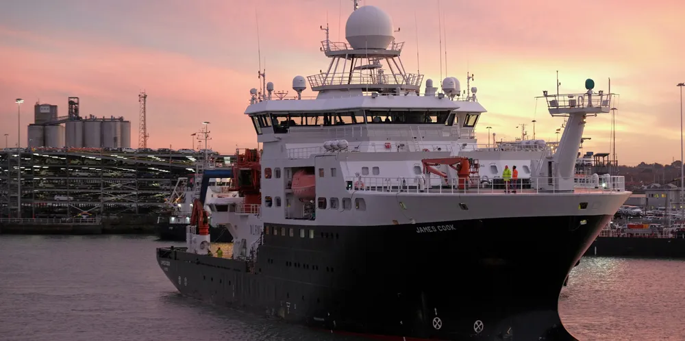 UK National Oceanography Centre Royal Research Vessel James Cook.