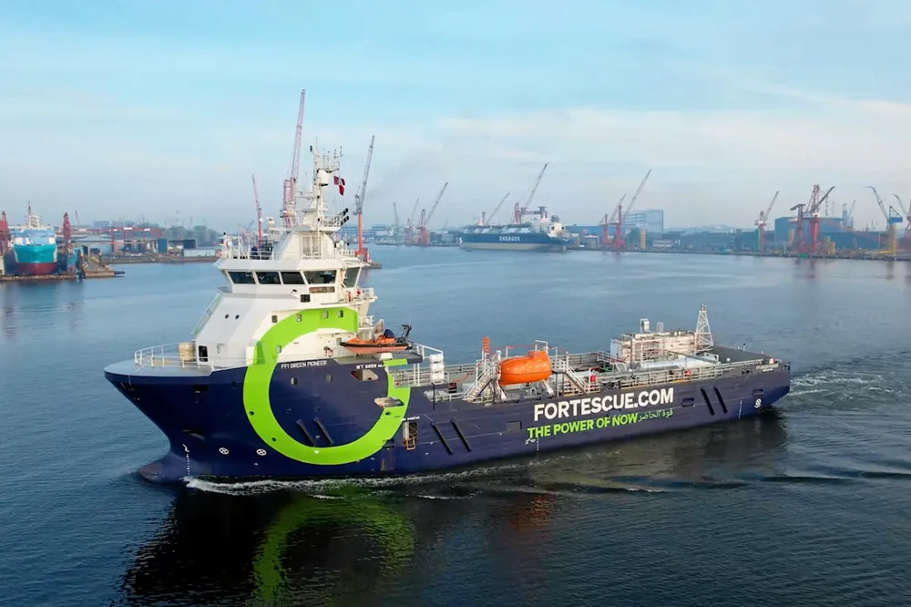 Fortescue's Green Pioneer vessel, the first in the world to use ammonia as a marine fuel.