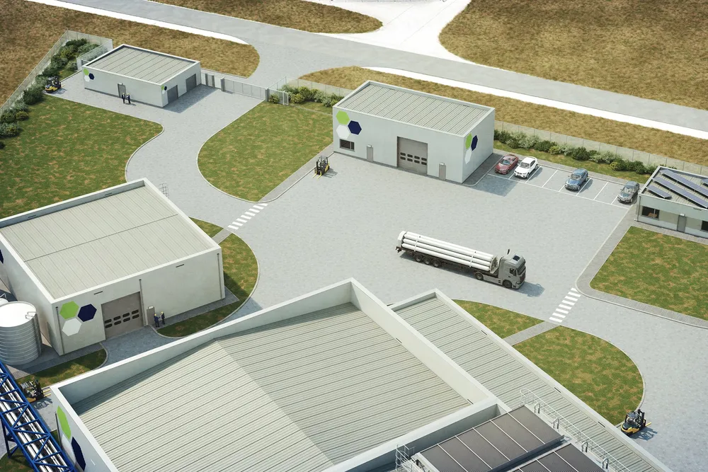 Rendering of VoltH2's proposed 50MW green hydrogen plant in Delfzijl