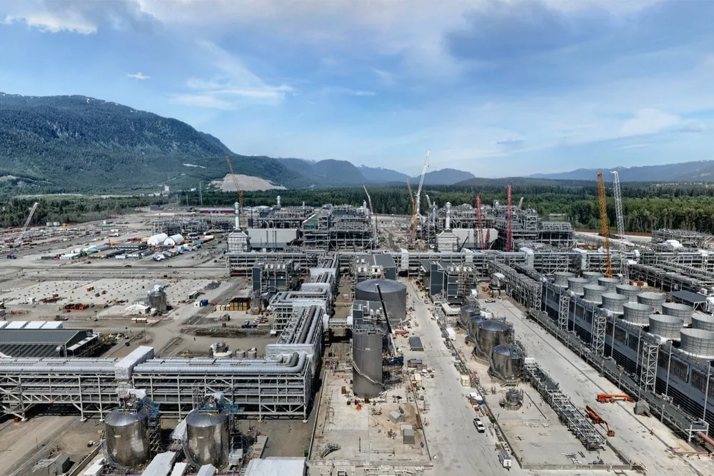 The LNG Canada construction site at Kitimat, British Columbia.