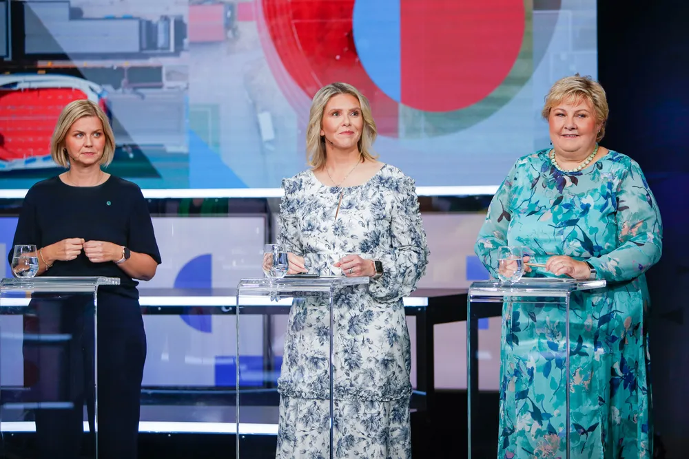 I dag kan partiene påstå at de har helhetlig, grønn politikk og fremdeles stemme stikk i strid med FNs anbefalinger. Det er politisk grønnvasking, skrive Anna Eitrem. Guri Melby (V) (fra venstre), Sylvi Listhaug (Frp) og Erna Solberg (H) under partilederdebatt i TV 2 torsdag.
