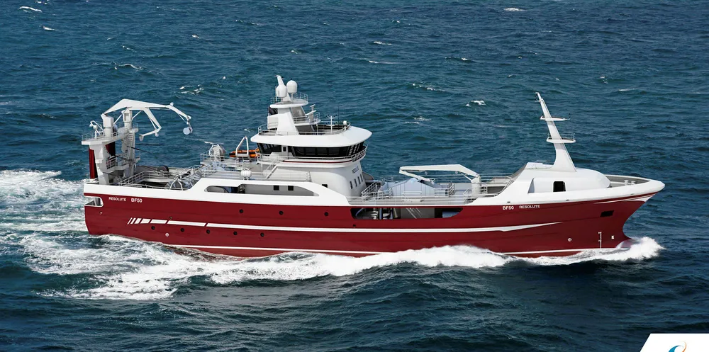 The 69.8 meter long ‘Resolute’ will replace an existing trawler of the same name in the owner’s fleet.