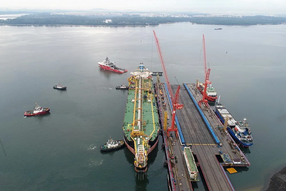 Offshore job: the floating storage and offloading vessel Mekar Bergading at MMHE's yard