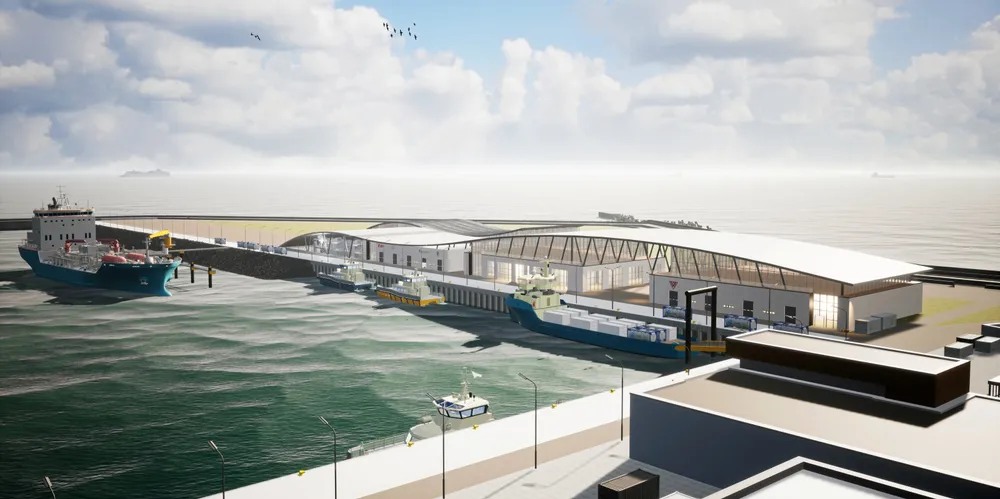 Image of future hydrogen port installations on the German North Sea island of Heligoland that is planned to become a hydrogen hub