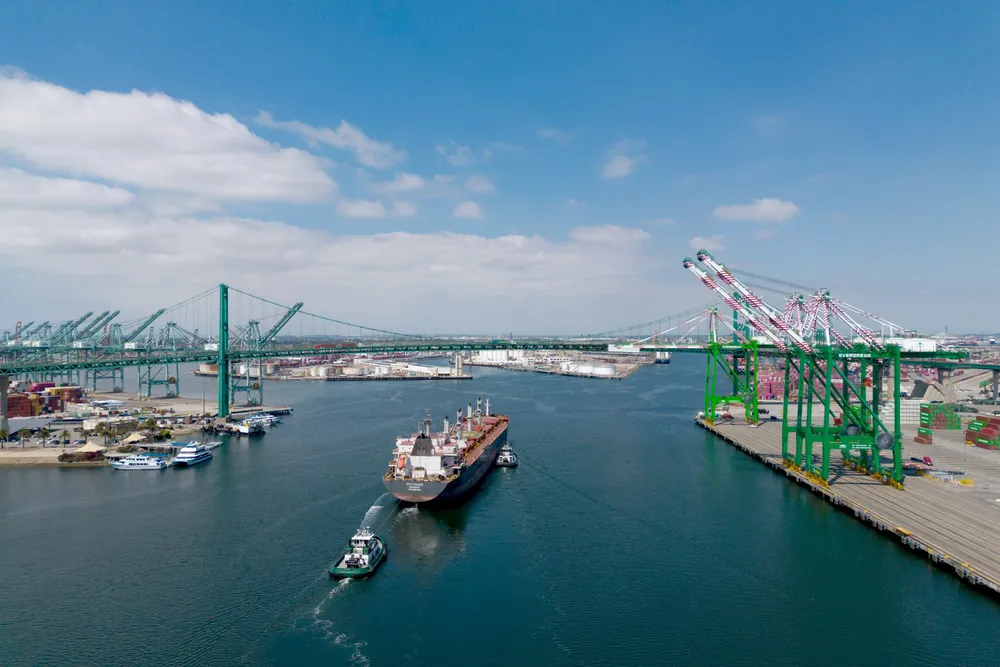 Cargo shipments at the Port of Los Angeles in Los Angeles, California, US.