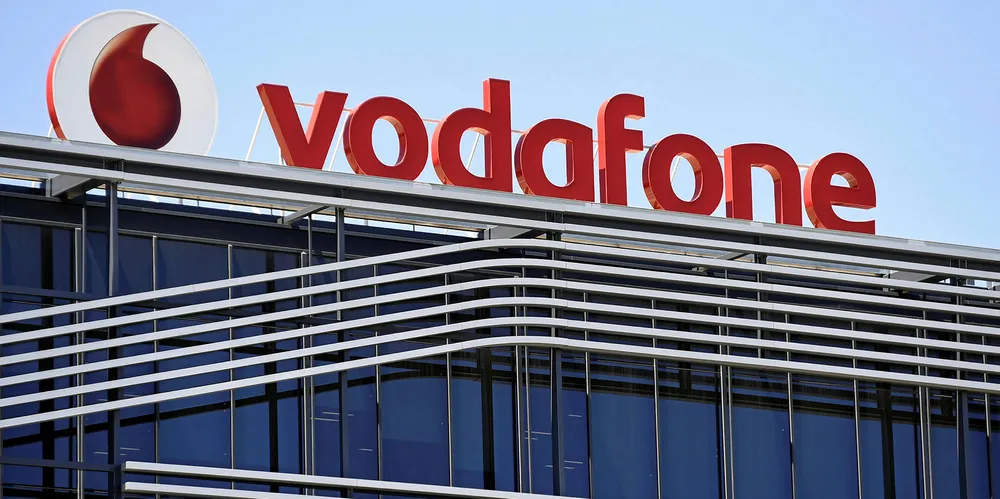 Signage on top of Vodafone España's headquarters in Madrid.