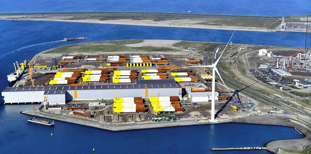GE's prototype 12MW Haliade-X at the Port of Rotterdam in the Netherlands.