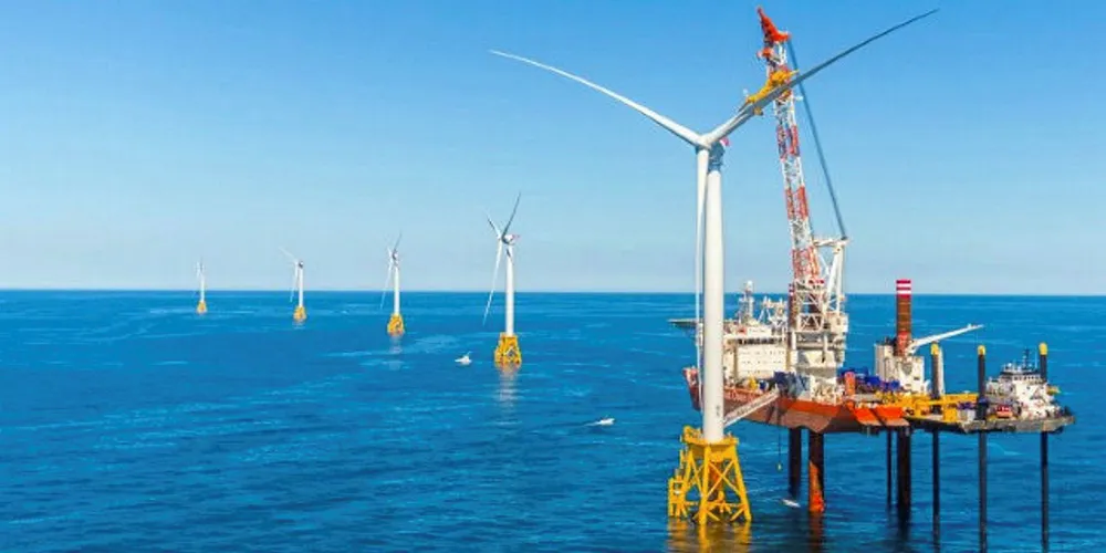 The Block Island wind farm under construction