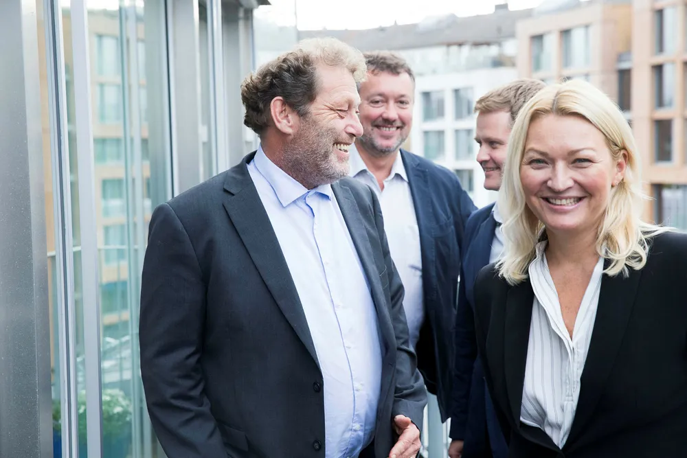 Frederic Hauge (fra venstre) ønsket Pierre Herben, Pål Brun og Erle Kristin Wagle velkommen til Bellona denne uken. Sistnevnte er fast ansatt i ledergruppen.