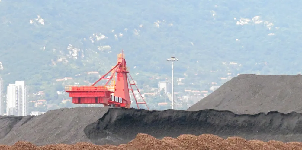 Coal and ore are sorted at a Chinese dry bulk import terminal.