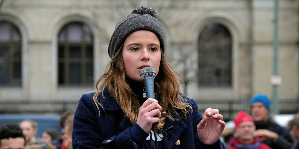 Climate activist Luisa Neubauer at rally in Berlin.
