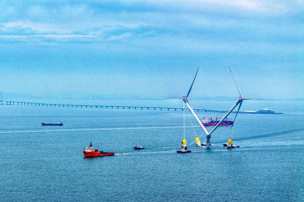 There is heated debate in the European wind industry about whether Chinese wind turbines, such as this twin-headed Mingyang OceanX model, pose a security threat.