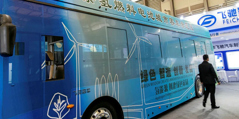 A hydrogen bus in China.