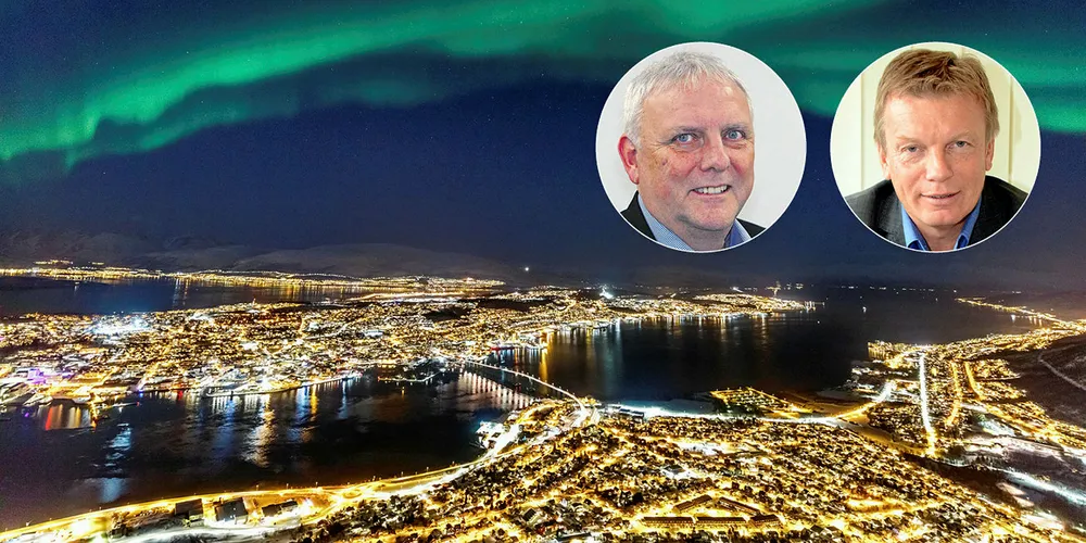 Konsernsjef Arne Juell i Bodø Energi og Semming Semmingsen i Troms Kraft kunne i dag presentere navnet på det fusjonerte nettselskapet Arva som skal ledes av Eirin Kjølstad.