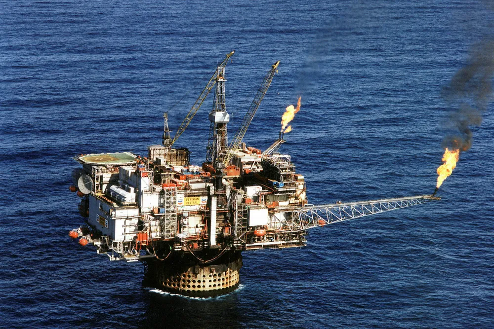 Delicate operation: near Ninian central platform Photo: CHEVRON