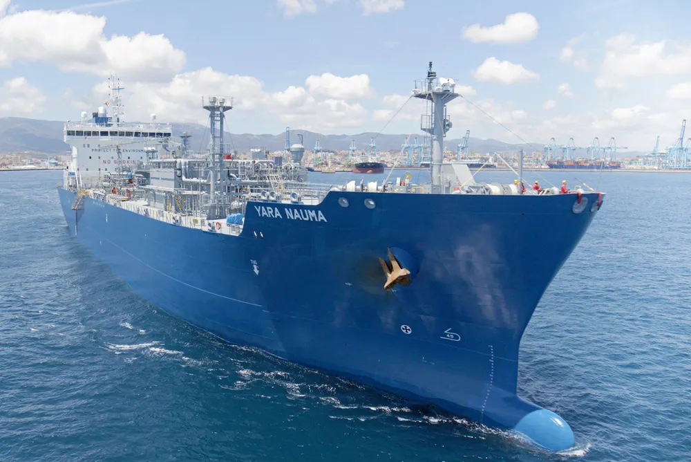 A Yara International ammonia carrier.