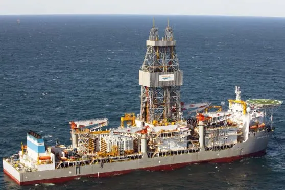 Stacked: The Ensco drillship DS-3, along with three other rigs