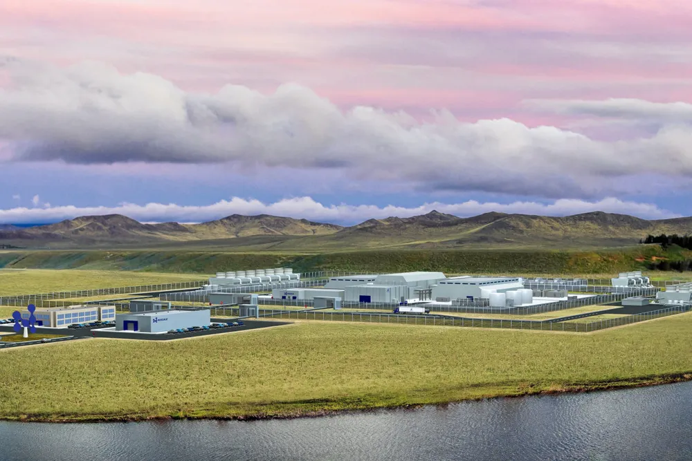 A rendering of an SMR plant developed by NuScale, based in Portland, Oregon..