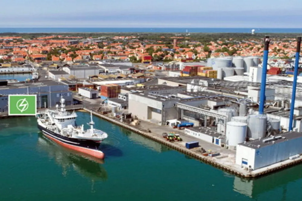 Skagen havn hvor Zinus´ ladepunkter merket med grønt.