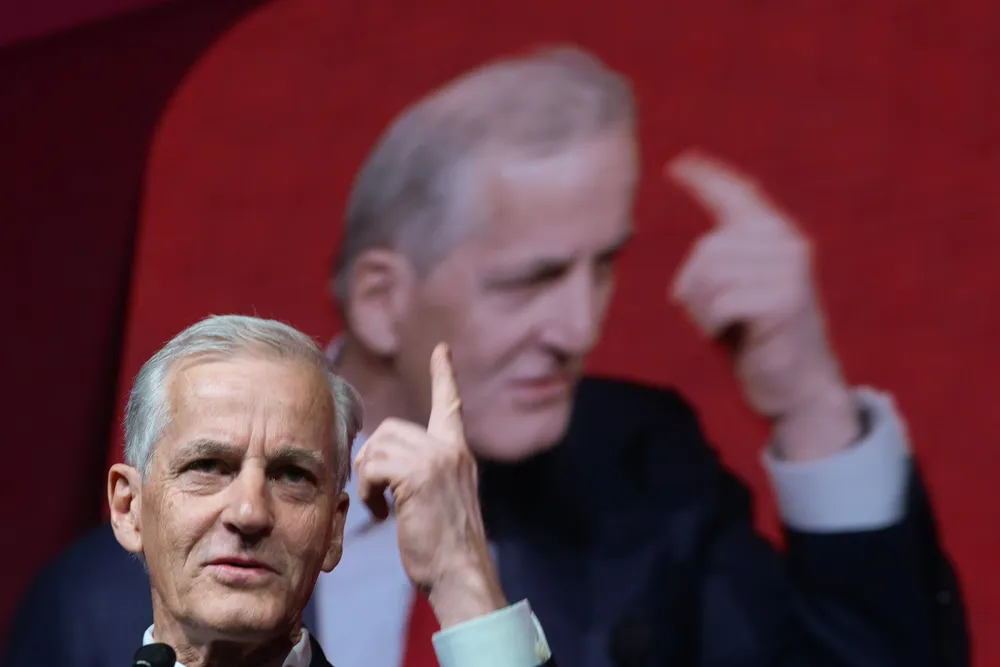 Statsminister og Ap-leder Jonas Gahr Støre taler på LOs 36. ordinære kongress i Folkets Hus.