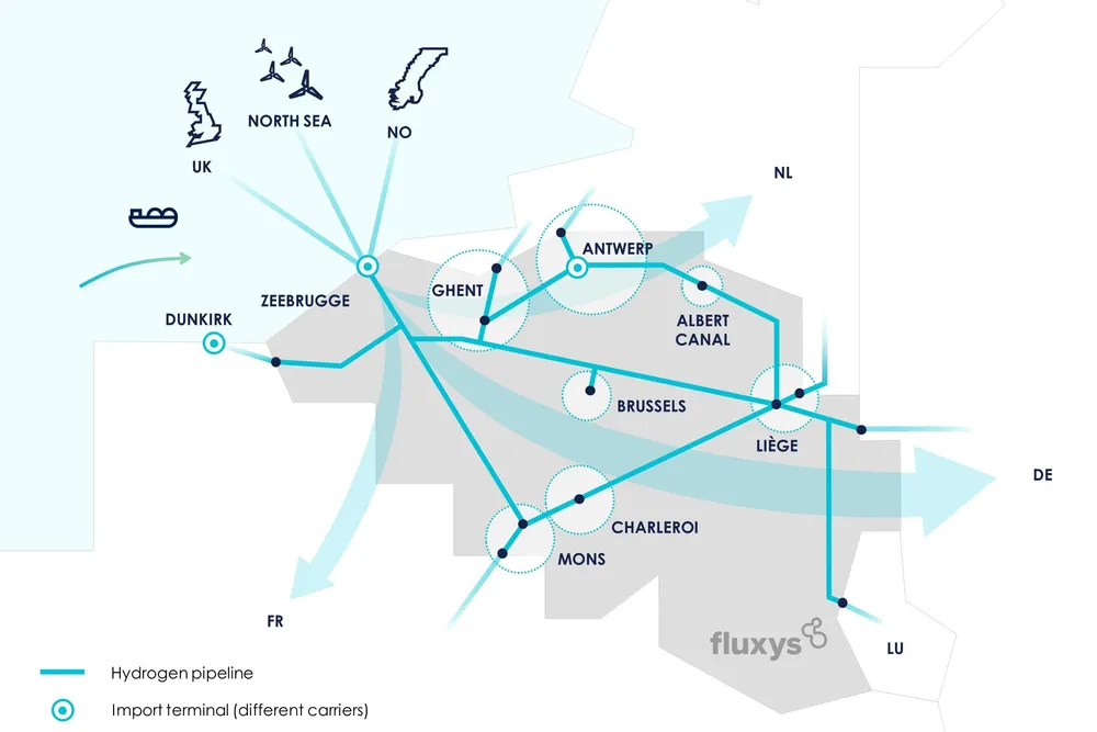 A map of the full Belgian national hydrogen backbone