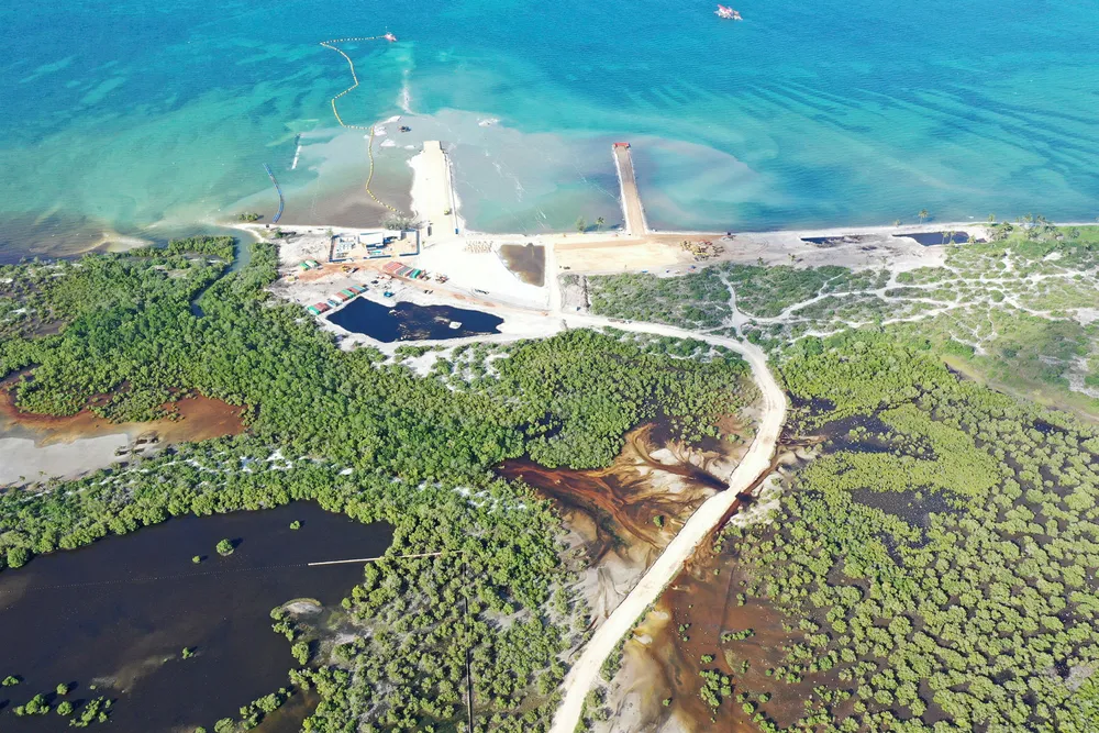 Jetty: early beach landing at Total's Mozambique LNG site in Afungi