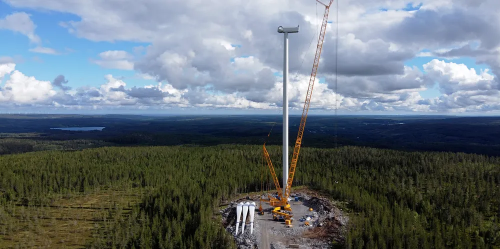Turbine from Nordex's Delta 4000 series being installed in the Nordics