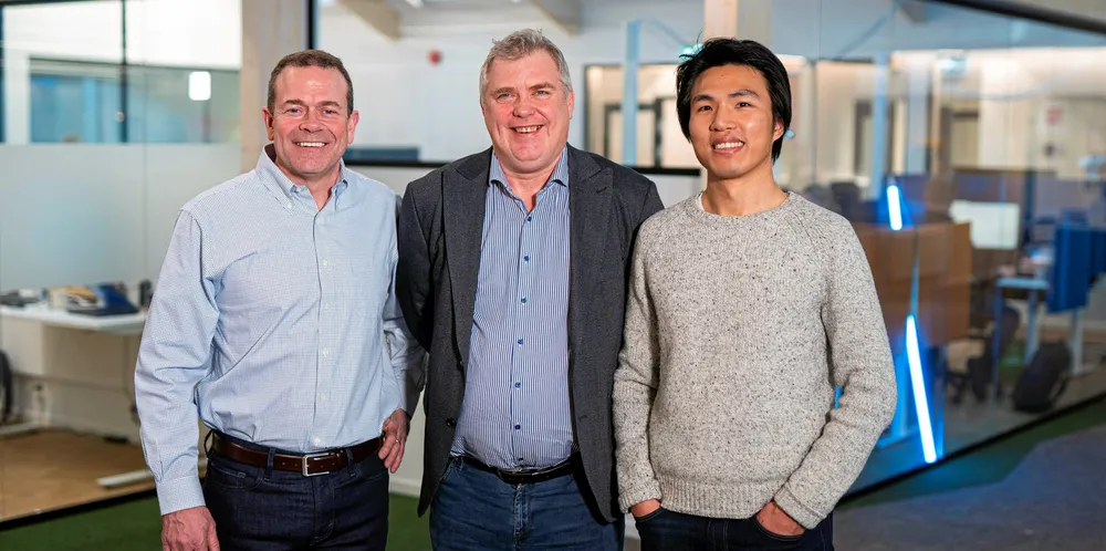 Brian Rigney, administrerende direktør i CAI Software Odd Arne Kristengård, administrerende direktør i Maritech og Wesley Jiang, Vice president i STG.