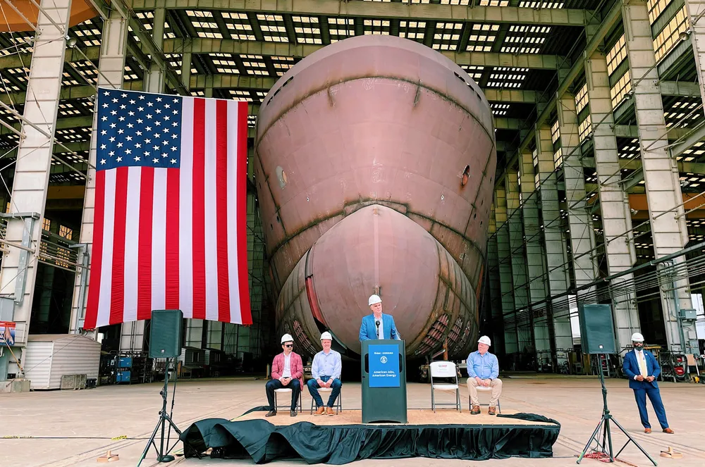 The Orsted-Eversource Eco-Edison offshore wind service vessel under construction in Louisiana.