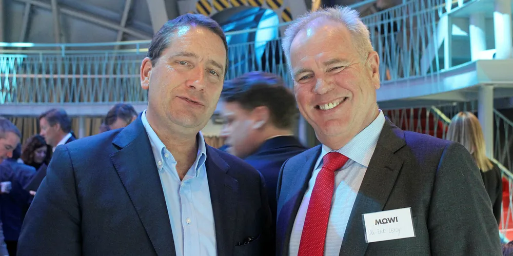 Alibaba GM Terry von Bibra with Mowi's Ole-Eirik Lerøy in Brussels Seafood Expo 2019