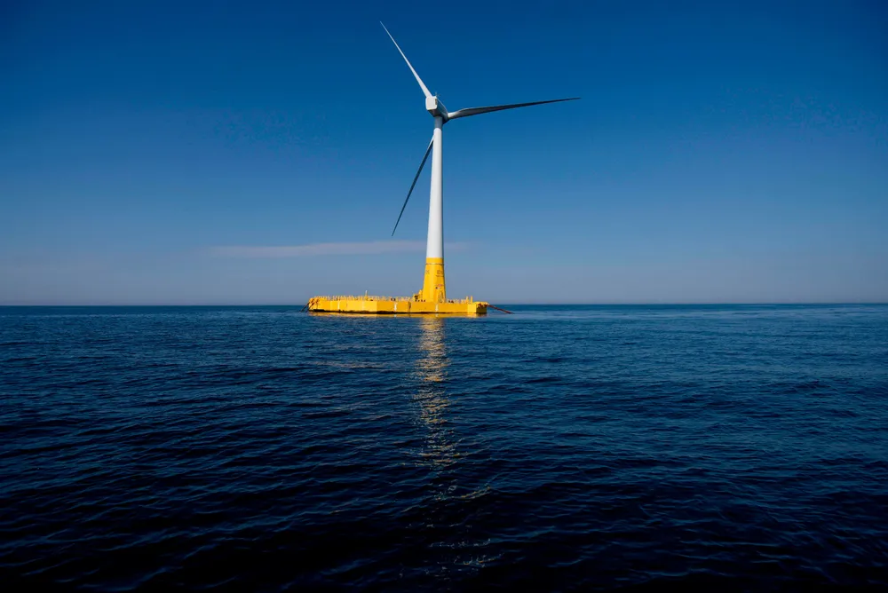 Gaining traction globally: the first floating offshore wind turbine pictured offshore La Turballe, France in September 2018.