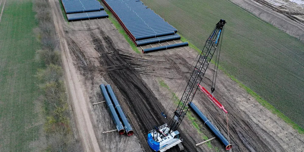 Construction of the Eugal gas pipeline through Germany