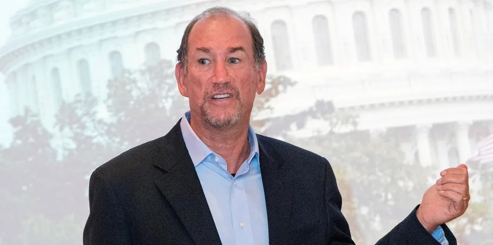 Acore CEO Gregory Wetstone presenting at the annual Recharge Energy Transition Summit in 2017