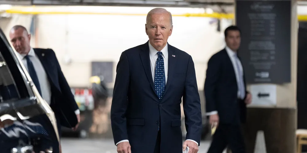 US President Joe Biden on his way to a meeting with Alexei Navalny’s widow, Yulia Navalnaya, and daughter, Dasha, in San Francisco on Thursday.