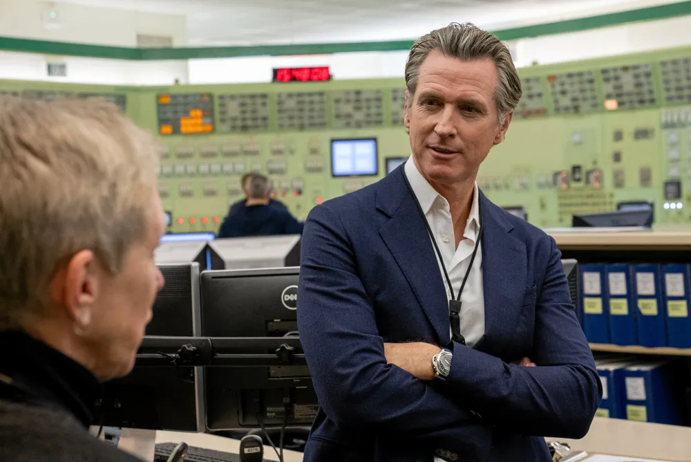 . California governor Gavin Newsom at Diablo Canyon nuclear power plant. Along with floating wind, the governor has put his support behind the controversial power plant.