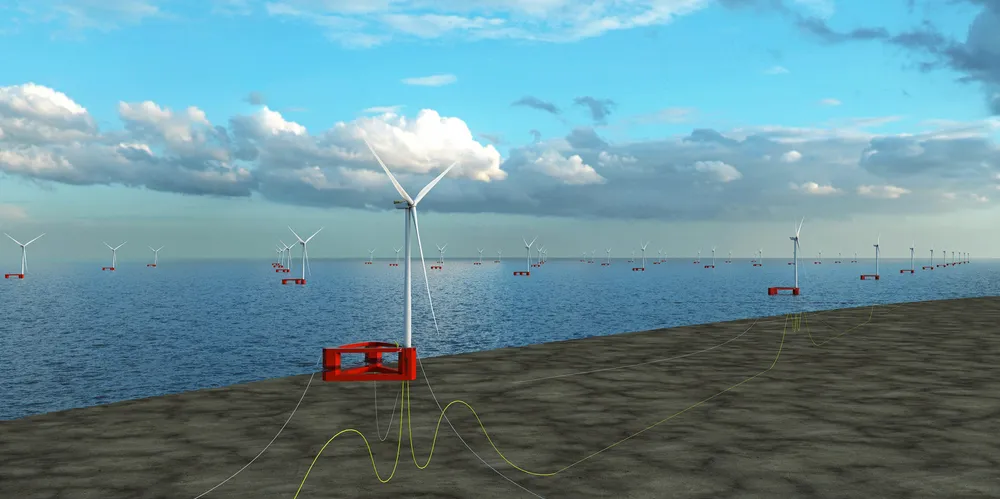 Illustration of large floating Firefly wind project