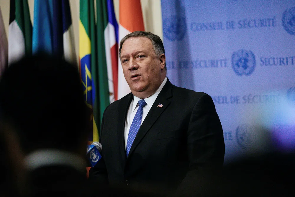 Utenriksminister Mike Pompeo vil ikke straffe Saudi-Arabia. Her på en pressekonferanse i FN i New York onsdag.