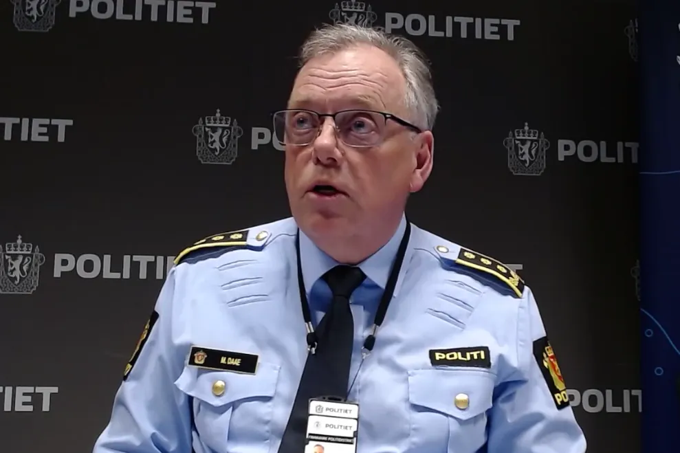 Pressekonferanse etter aksjonen i Finnmark 23. april 2025. Politiinspektør Morten Daae.
