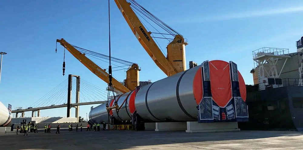 The GE Haliade-X tower sections.