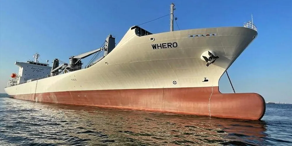 The 12,354-dwt Whero (built 2021) — the last of three 570,000-cbf reefers for Tokyo-based Fresh Carriers — is one of the few deliveries of conventional reefer vessels this year.