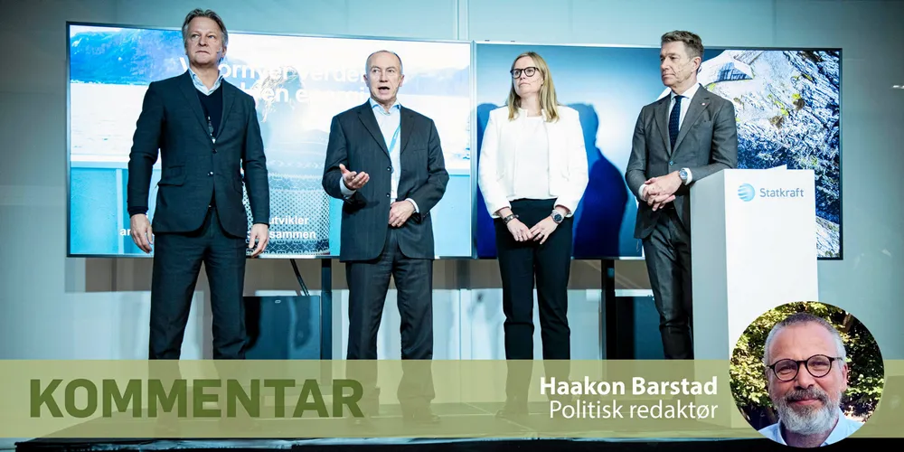 Løypemeldingen fra Statkraft ble lagt frem av kommunikasjonsdirektør Claus Sonberg, konsernsjef Christian Rynning-Tønnesen, konserndirektør Birgitte Ringstad Vartdal og energiminister Terje Aasland.