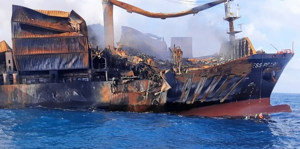 2020 is likely the highest on-record pool claim year and 2021 has also seen major incidents. The 2,743-teu X-Press Pearl (built 2021) is pictured after a fire off Sri Lanka on 2 June.