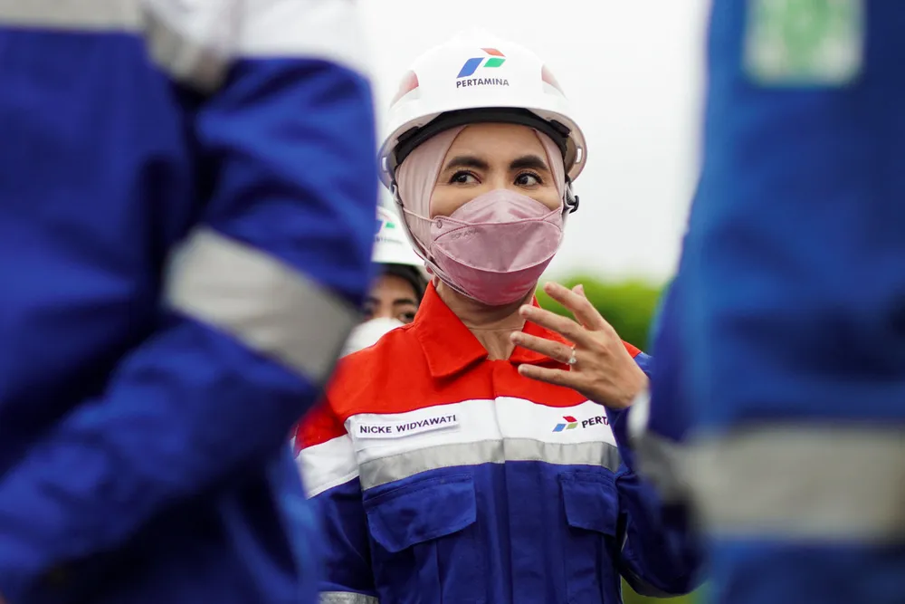 In the field: Pertamina president director Nicke Widyawati visits the company’s Lahendong geothermal project in North Sulawesi province, Indonesia.