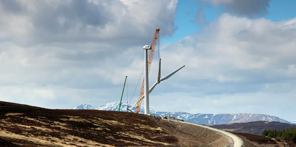 Construction of original Gordonbush wind farm in Scottish Highlands