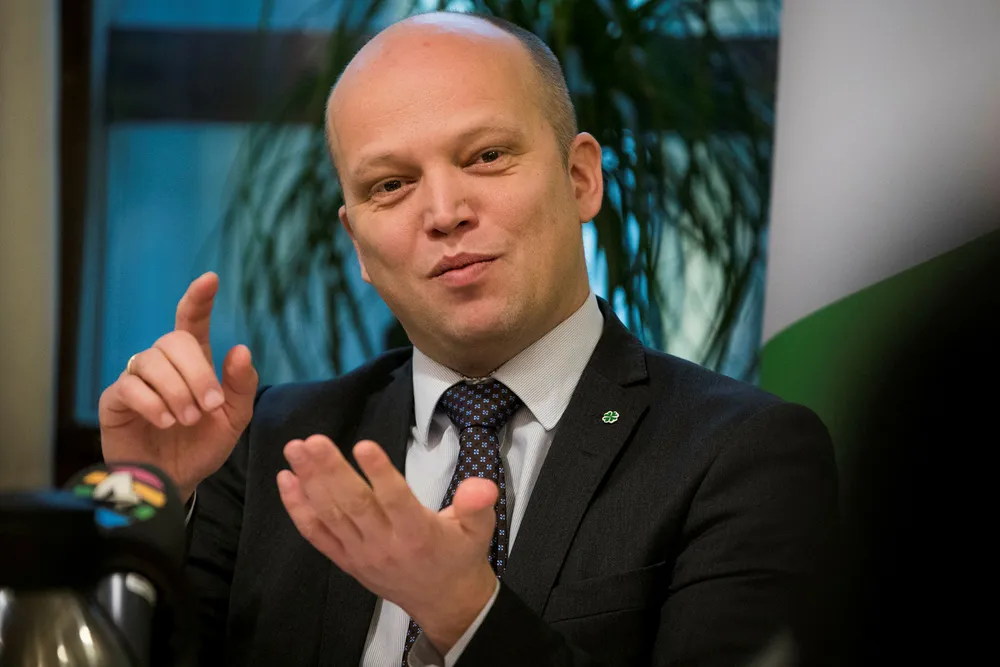 Partileder Trygve Slagsvold Vedum og Senterpartiet er større enn FrP på en ny måling. Foto: Junge, Heiko
