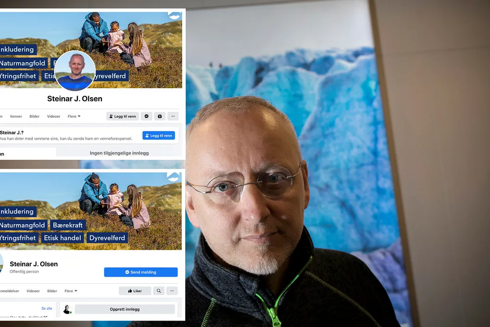 Den ene av disse Facebookprofilene til Stormberg-eiere Steinar J. Olsen er falsk og opprettet av ukjente identitetstyver. Facebook nektet å slette den helt til DN tok kontakt.