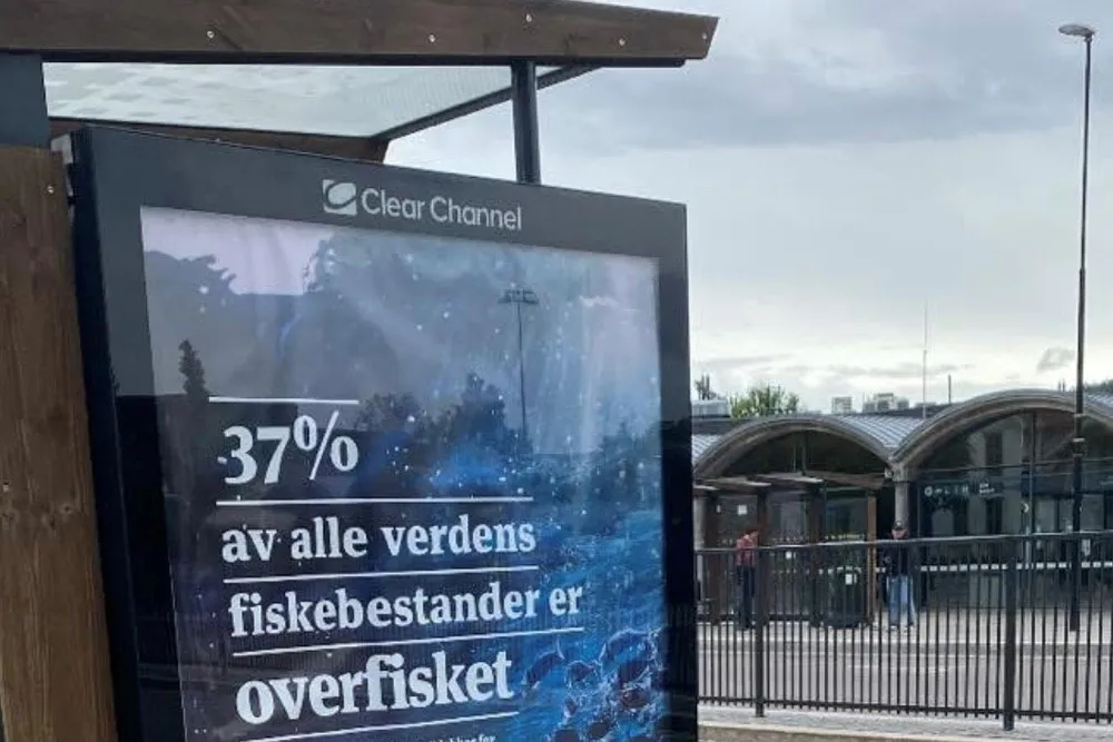 MSC-reklame for deres merking av fisk. Forfatter Monica Langeland mener slik kommunikasjon skremmer bort kundene.
