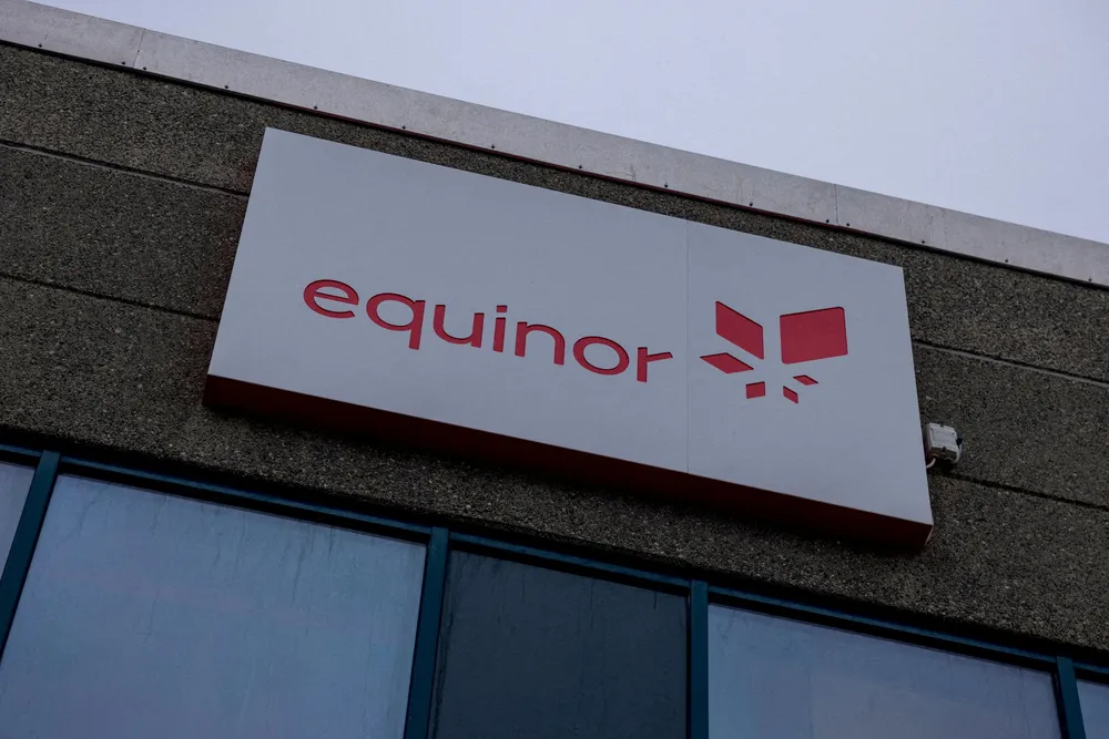 The logo of Equinor is set up at the entrance of a building at Western Europe's largest liquefied natural gas plant Hammerfest LNG in Hammerfest, Norway.